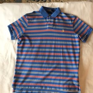 Men’s Polo Ralph Lauren Blue Striped Polo Sz L